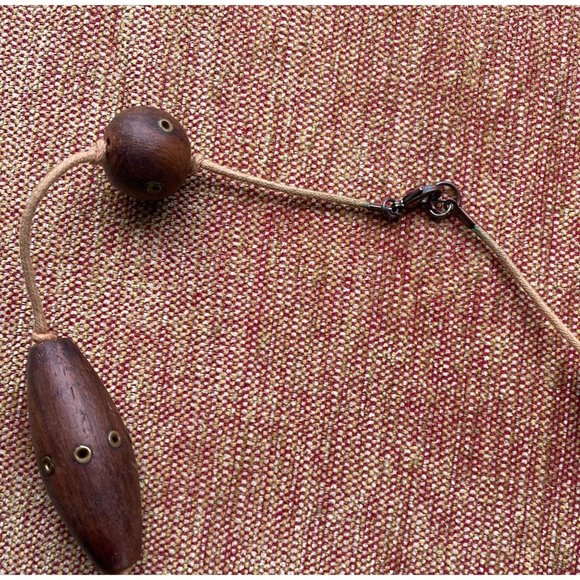 Boho Wood , Leather and Metal Unbranded Necklace 14" - Picture 7 of 7